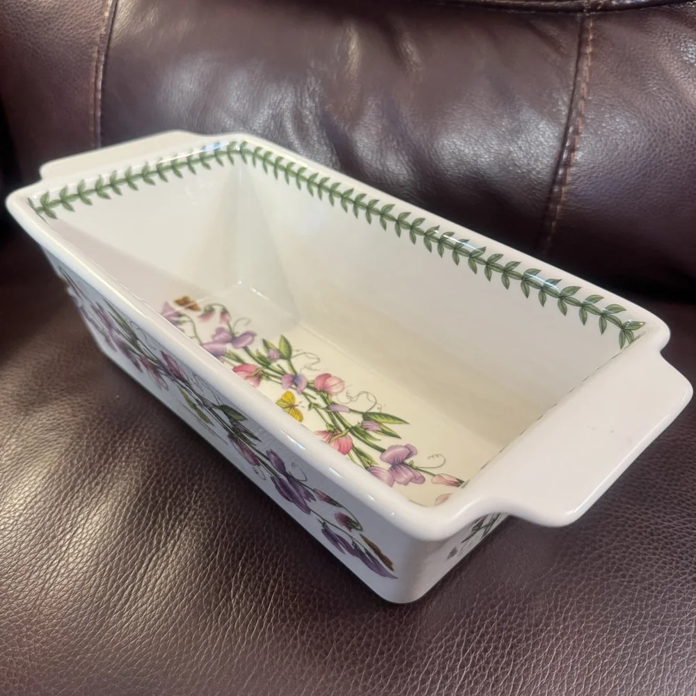 Portmeirion Botanic Garden Porcelain Meatloaf Dish 12 x 5.5” Sweet Pea